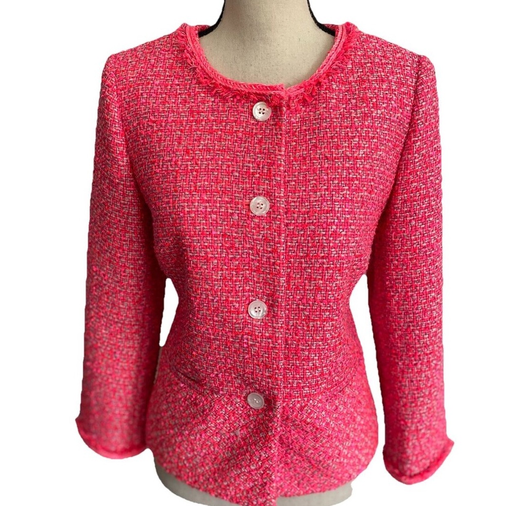 Talbots pink Tweed Peplum Jacket size size 4P